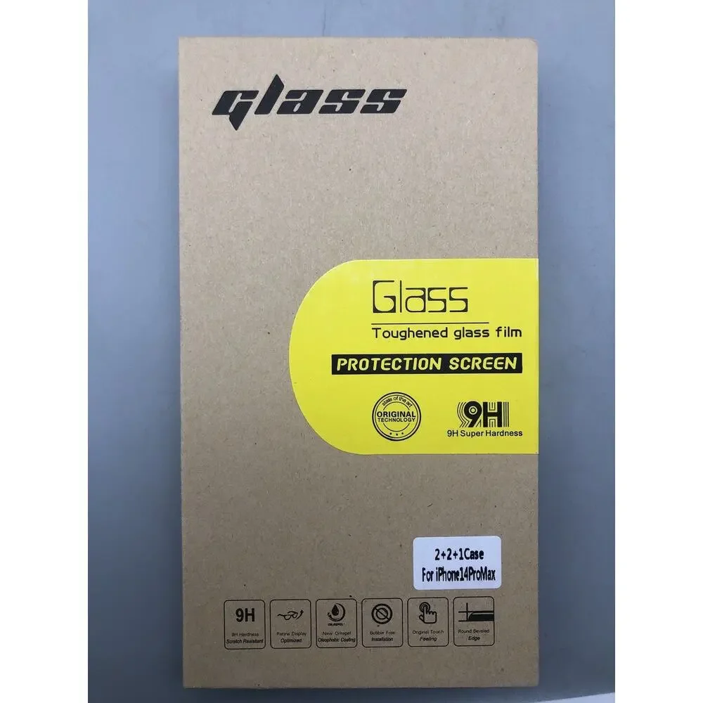 For iPhone 14 Pro Max Tempered Glass Screen Camera Protector & 1 Clear Case READ
